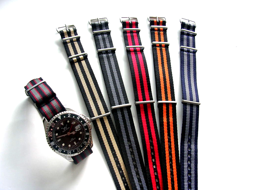 22mm Black Grey NATO g10 watch band strap Military RAF bonded IW SUISSE 18 20 24