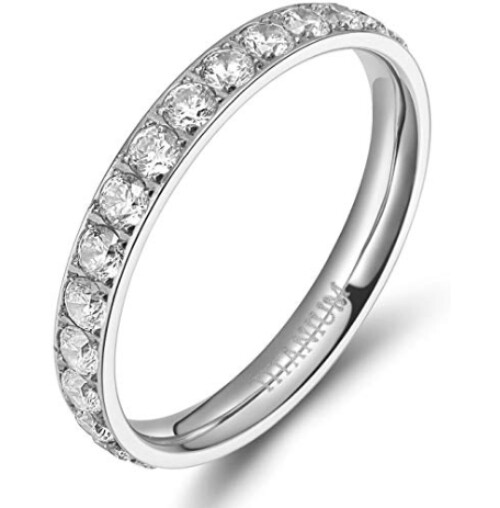 Titanium Eternity Style Cubic Zirconia Stackable Band 3MM