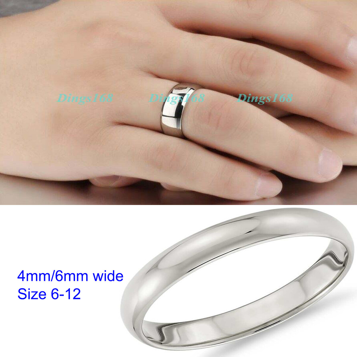 Men&Womens Real 18K White Gold Filled Plain Band Ring Size 6/7/8/9/10/11/12 X253