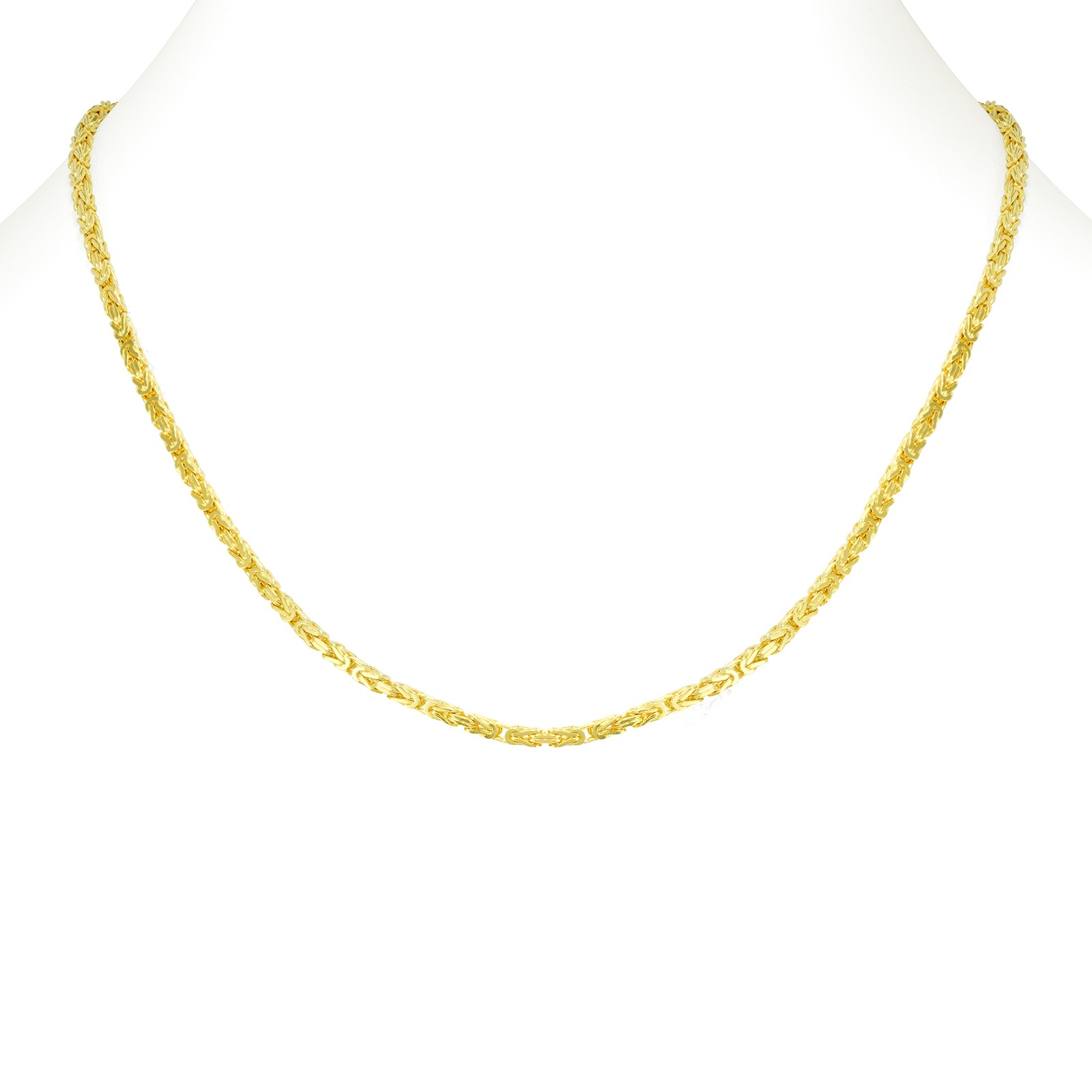Womens 14K Yellow Gold Solid 2.5mm Byzantine Box Link Chain Pendant Necklace 16″