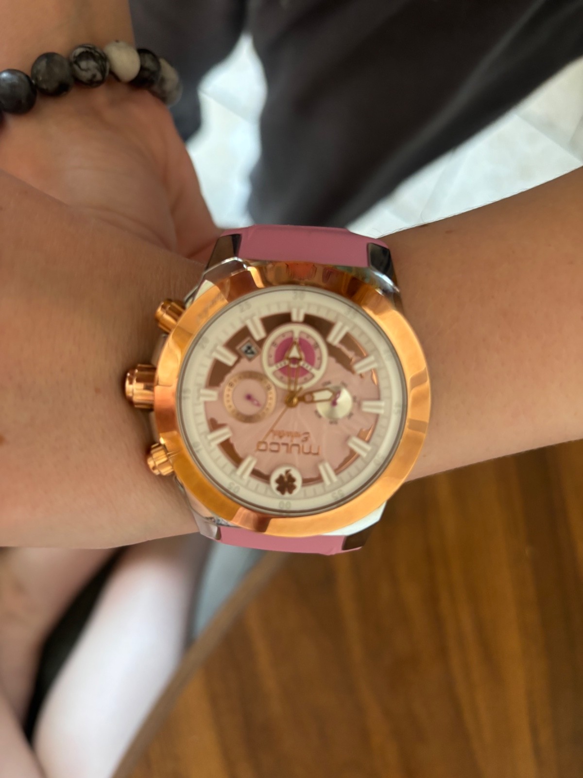 Mulco Exclusive Women’s Multifunction Watch – Pink & Rose Gold – New with Tags