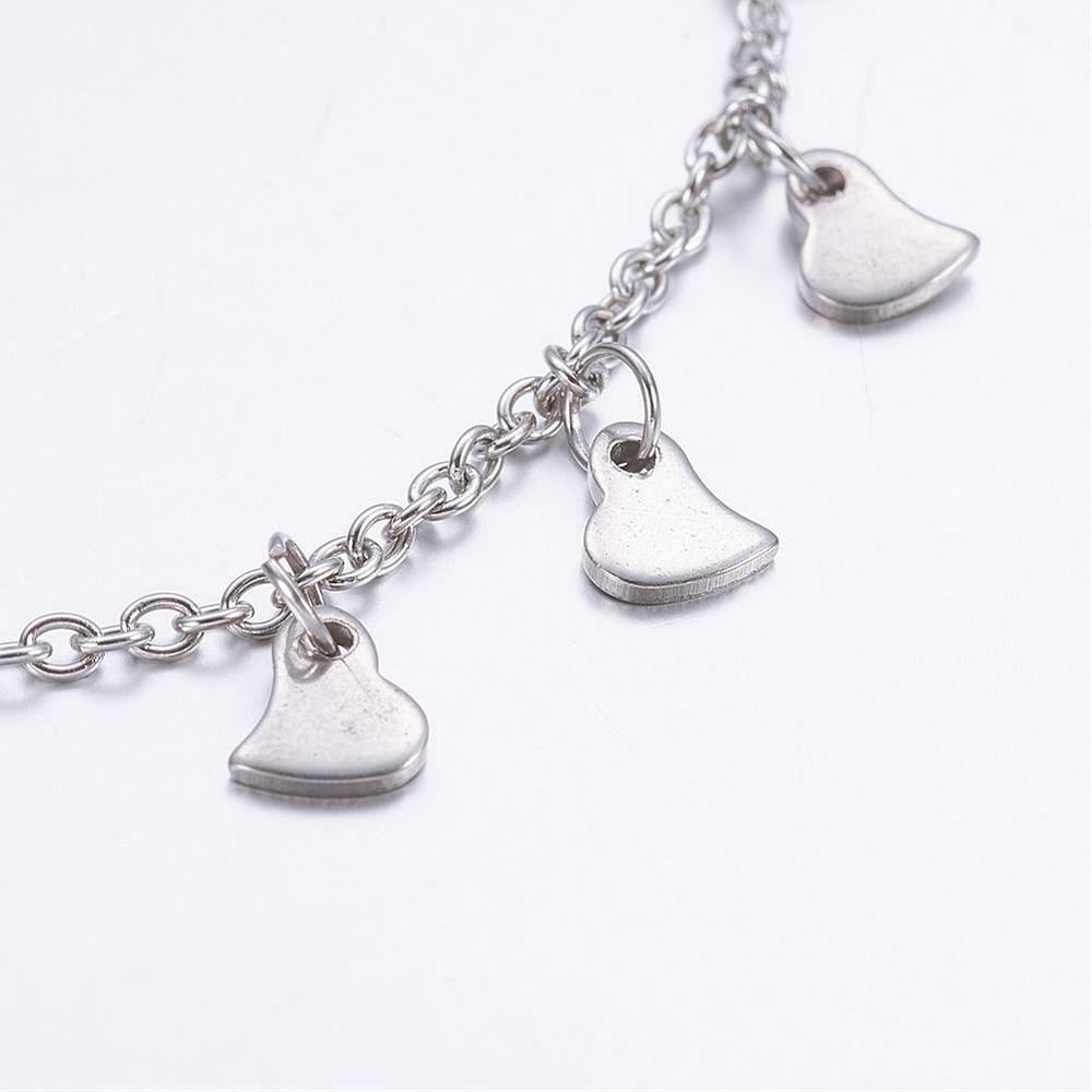 Stainless Steel Charm Bracelet Heart Stainless Steel Cable Silver Z117
