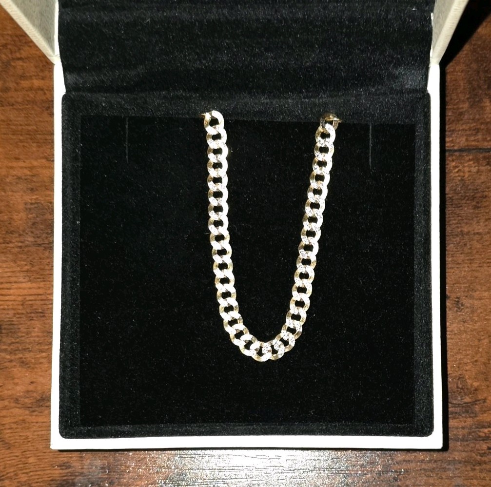 14K Yellow Gold Curb Link Chain Necklace, Lobster Clasp, No Stone, 22″ 8.63 g