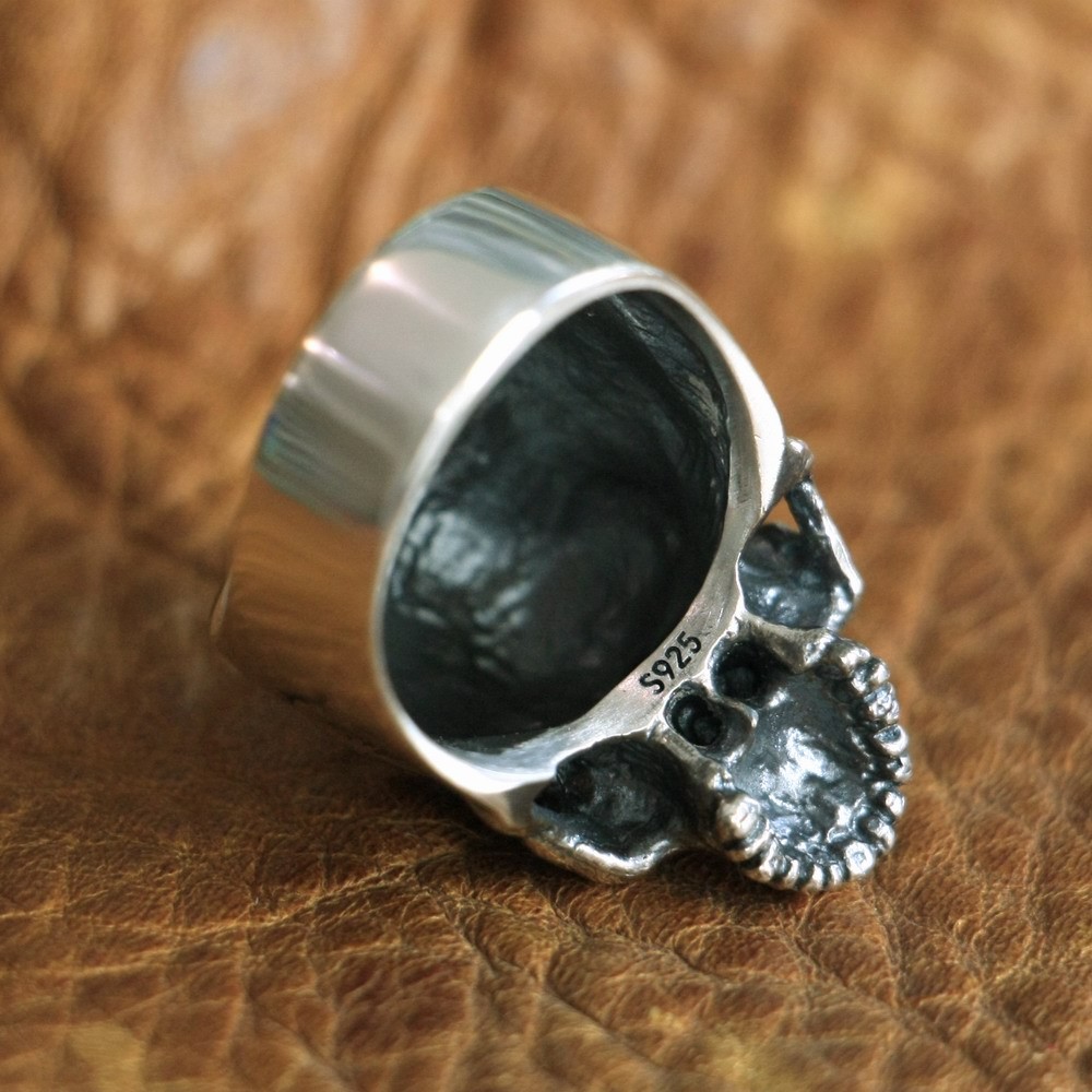 925 Sterling Silver Details Skull Ring Biker Punk Jewelry TA102A US Size 7~15