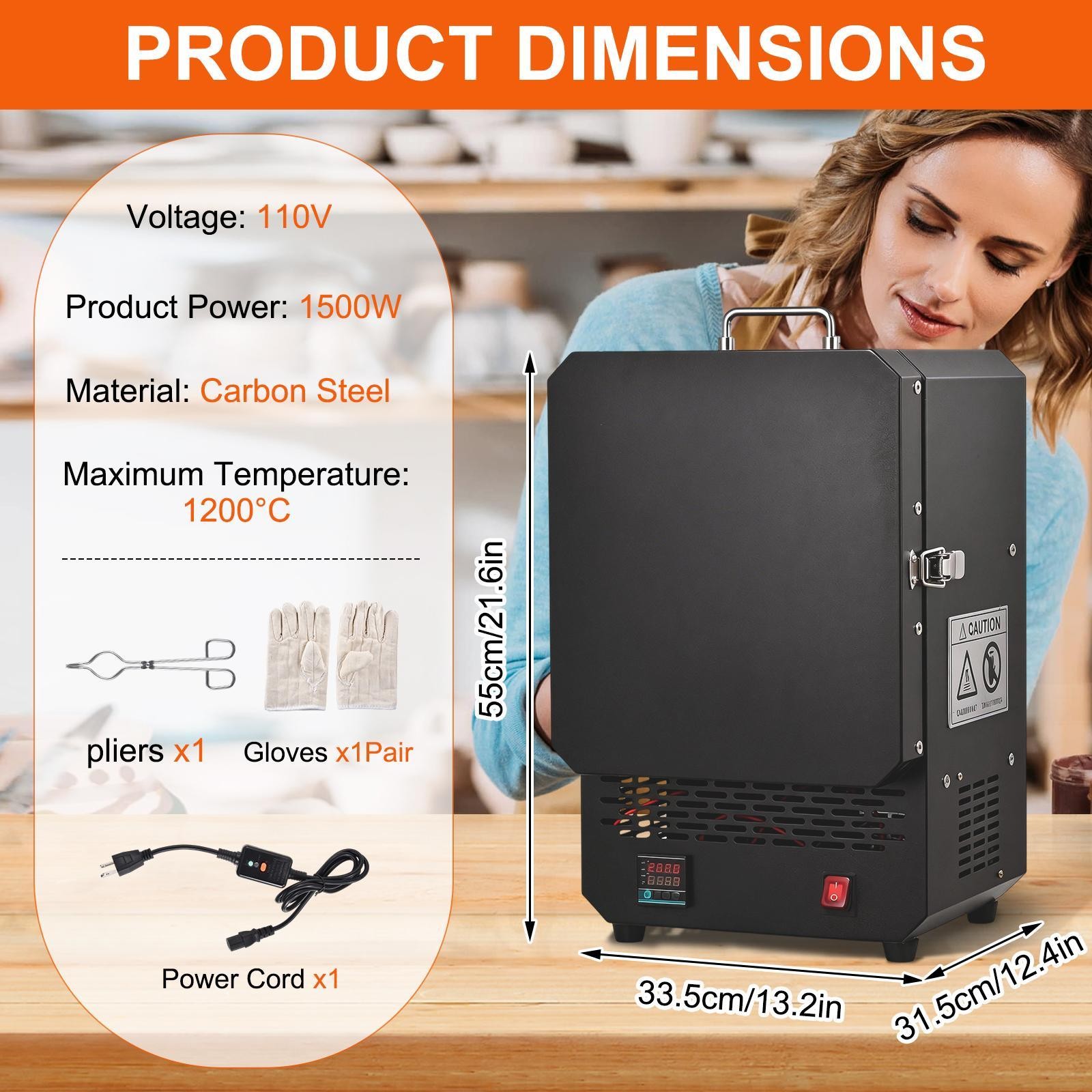 Tabletop Kiln Melter 1500W Electric Melting Furnace for Wax Casting Metal