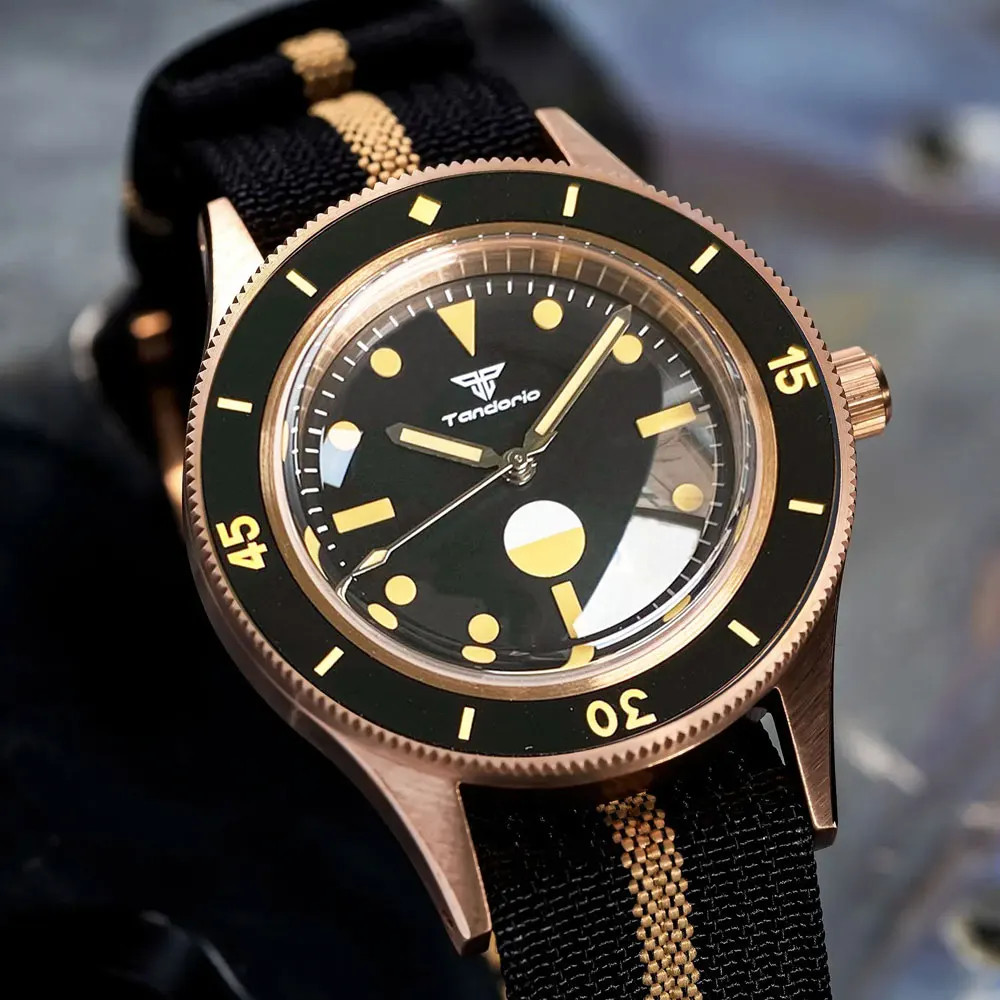 Tandorio 50 Fathoms Real CUSN8 Solid Bronze NH35A Auto Vintage Men Watch 20ATM