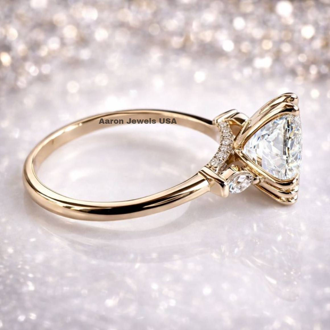 4.20 Ct Oval Cut Lab-Created Diamond Engagement Ring IGI F VS1 14K Yellow Gold