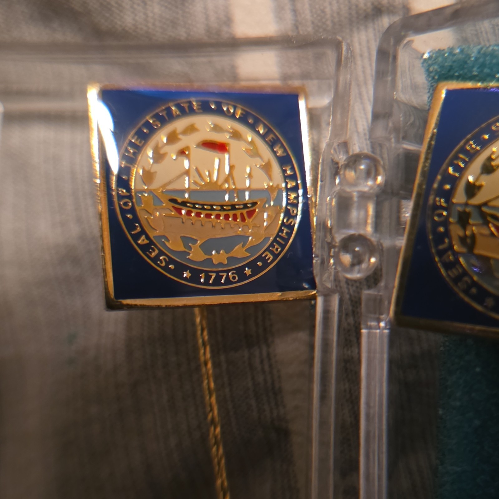 Blue & Gold Tone Square Nautical Stick Lapel Pin Unisex Adults Accessories