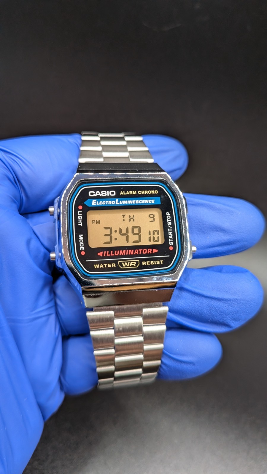 Casio A168 Custom Amber Orange Mod Retro Vintage Digital Watch Stainless Steel