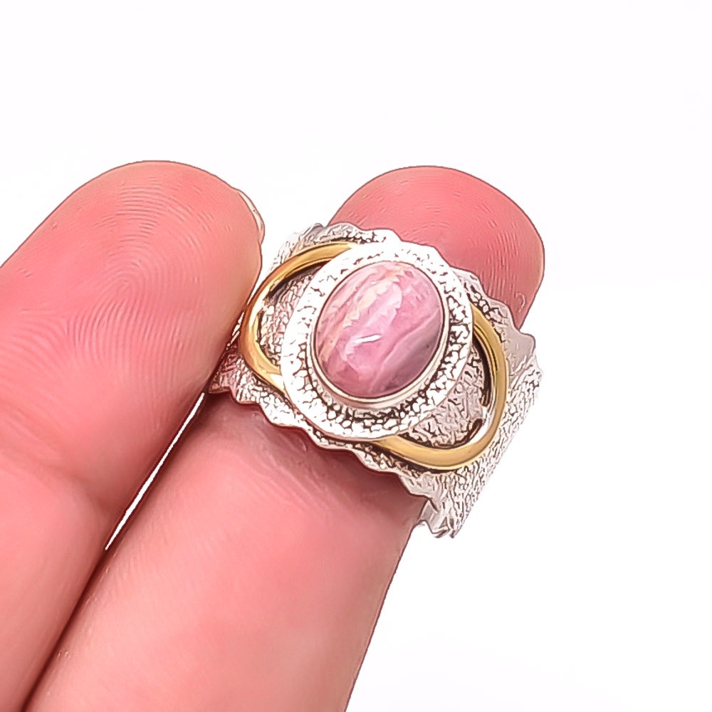 Rhodochrosite – Argentina Oxidised 925 Sterling Silver Ring S.8.5 R7