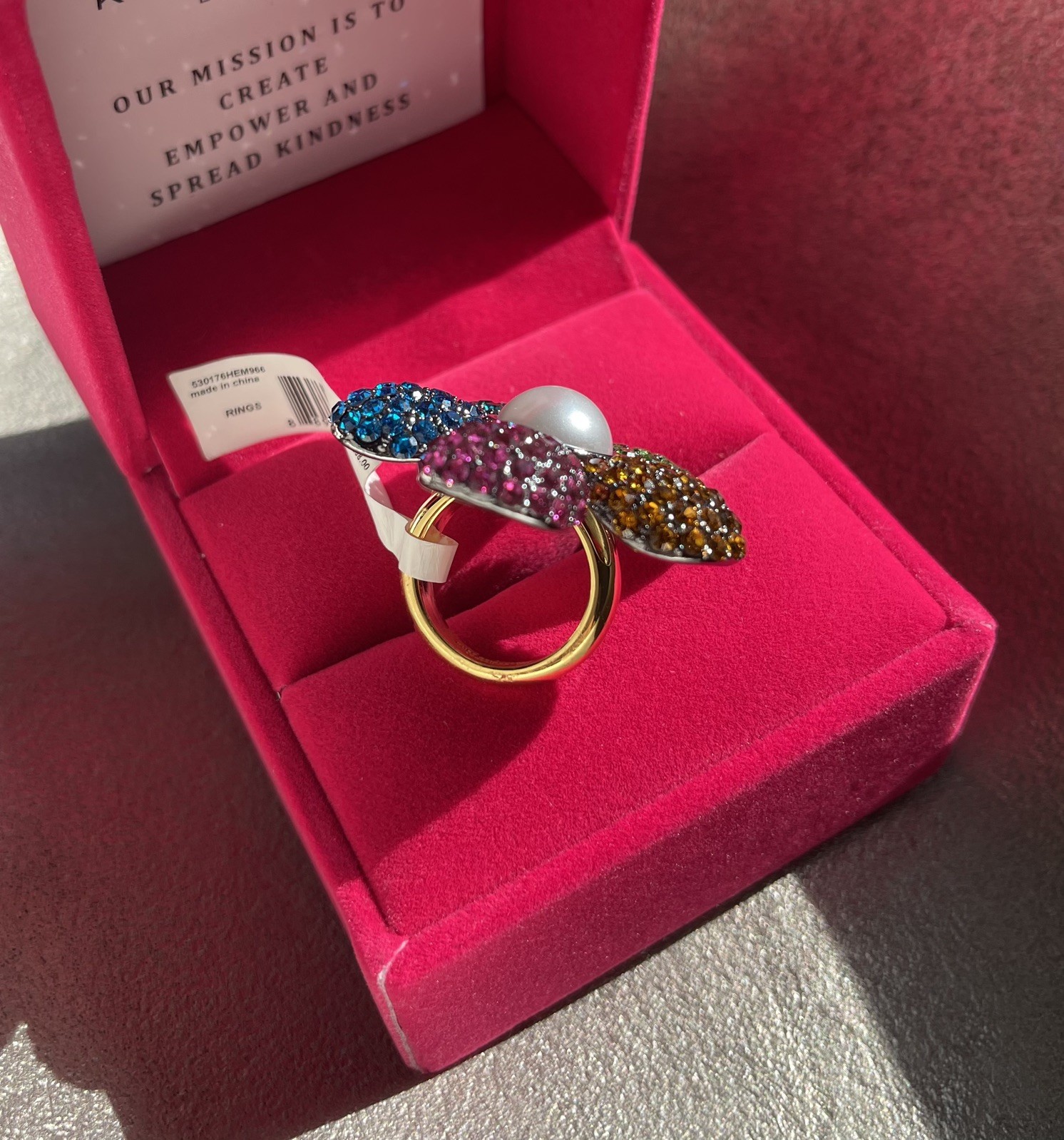 Kurt Geiger Multi-Color Rainbow Flower Ring Size 7 NWT
