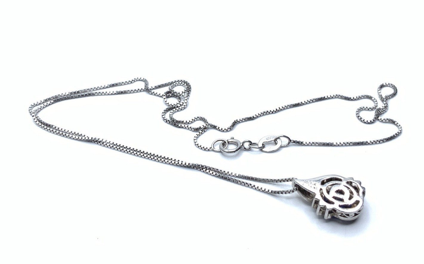 RL 925 Sterling Silver 10k Yellow Gold Blue Sapphire & Diamonds Pendant Necklace