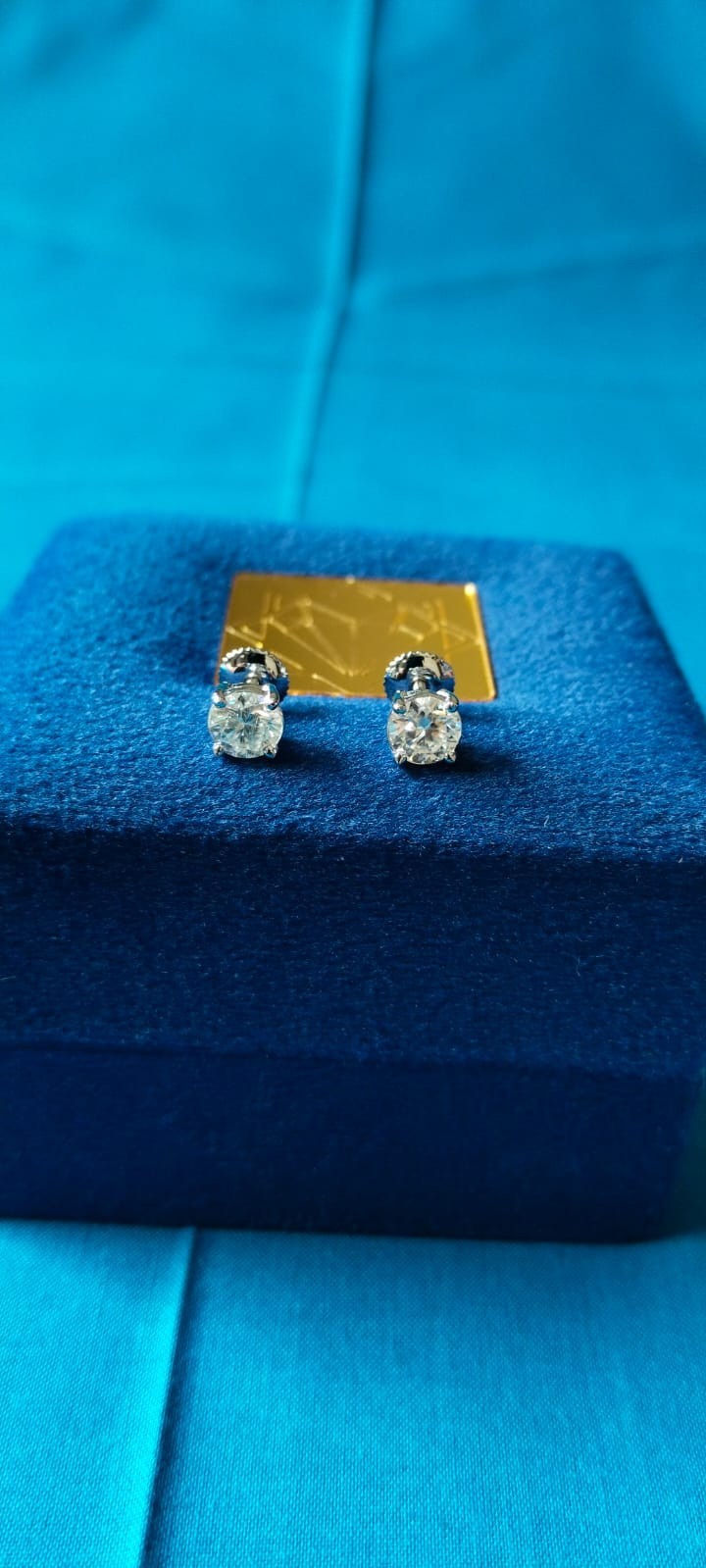 GIA 3.00ct Round Diamond Stud Earrings in 14K Whte Gold with Screw Backs