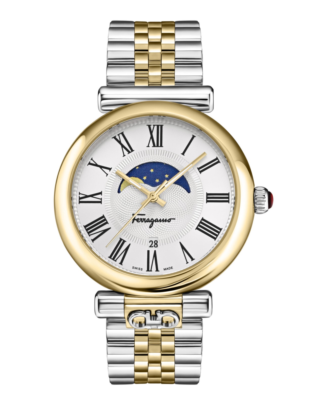 Ferragamo Womens Two Tone 40mm Bracelet Fashion Watch