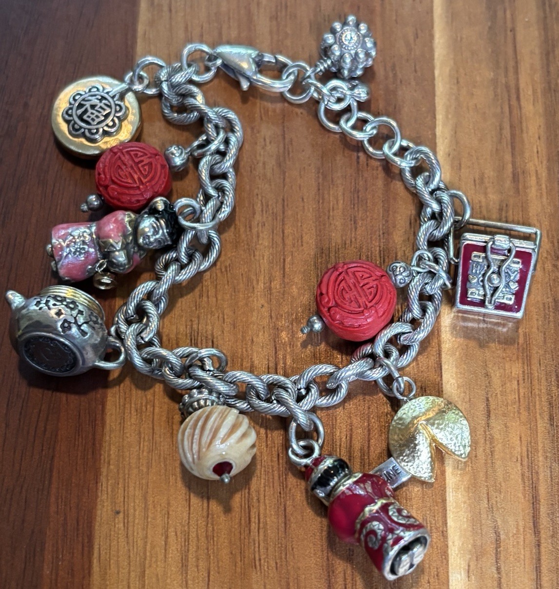 Brighton Good Fortune Charm Bracelet Asian Inspired Red Enamel Happiness