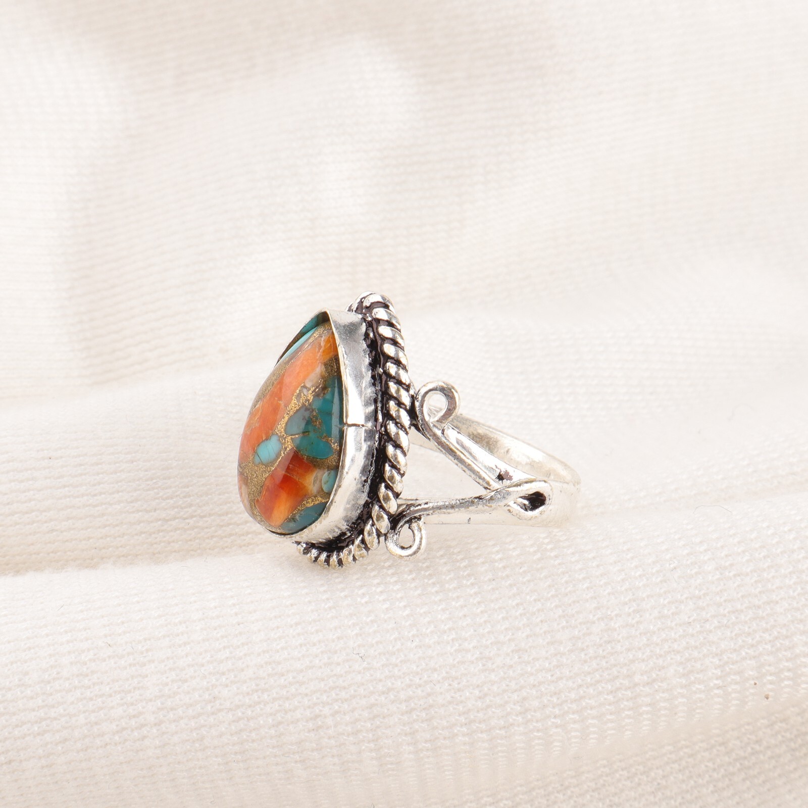 Spiny Oyster Gemstone 925 Sterling Silver Ring Handmade Jewelry All Size Women