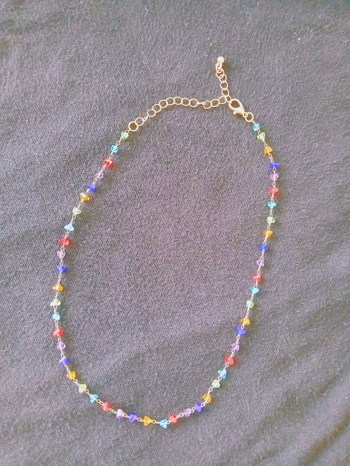 Multicolor Beaded Necklace Cable Chain Adjustable Extender Lobster Clasp
