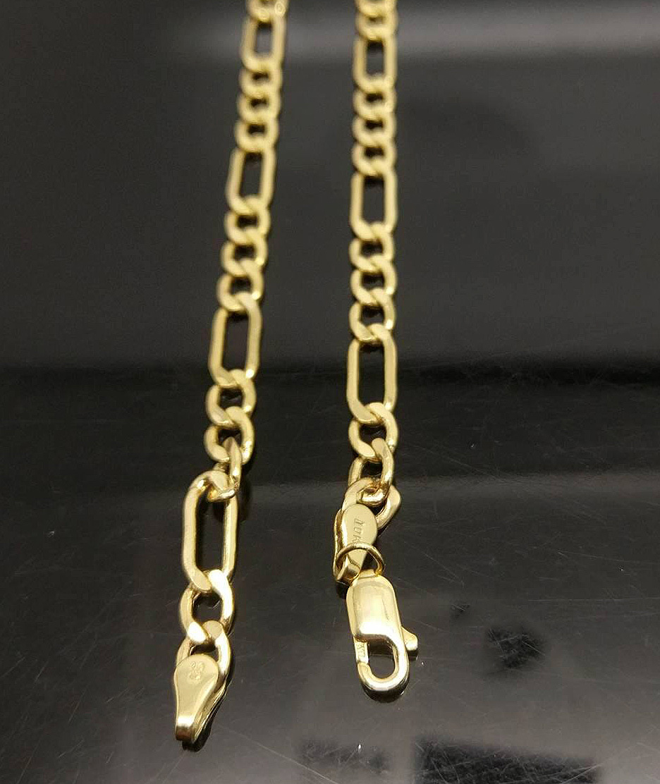 Real 10k Yellow Gold Figaro Chain Necklace 4mm 16″ 18″ 20″ 22″ 24″ 26″ 28″ Link