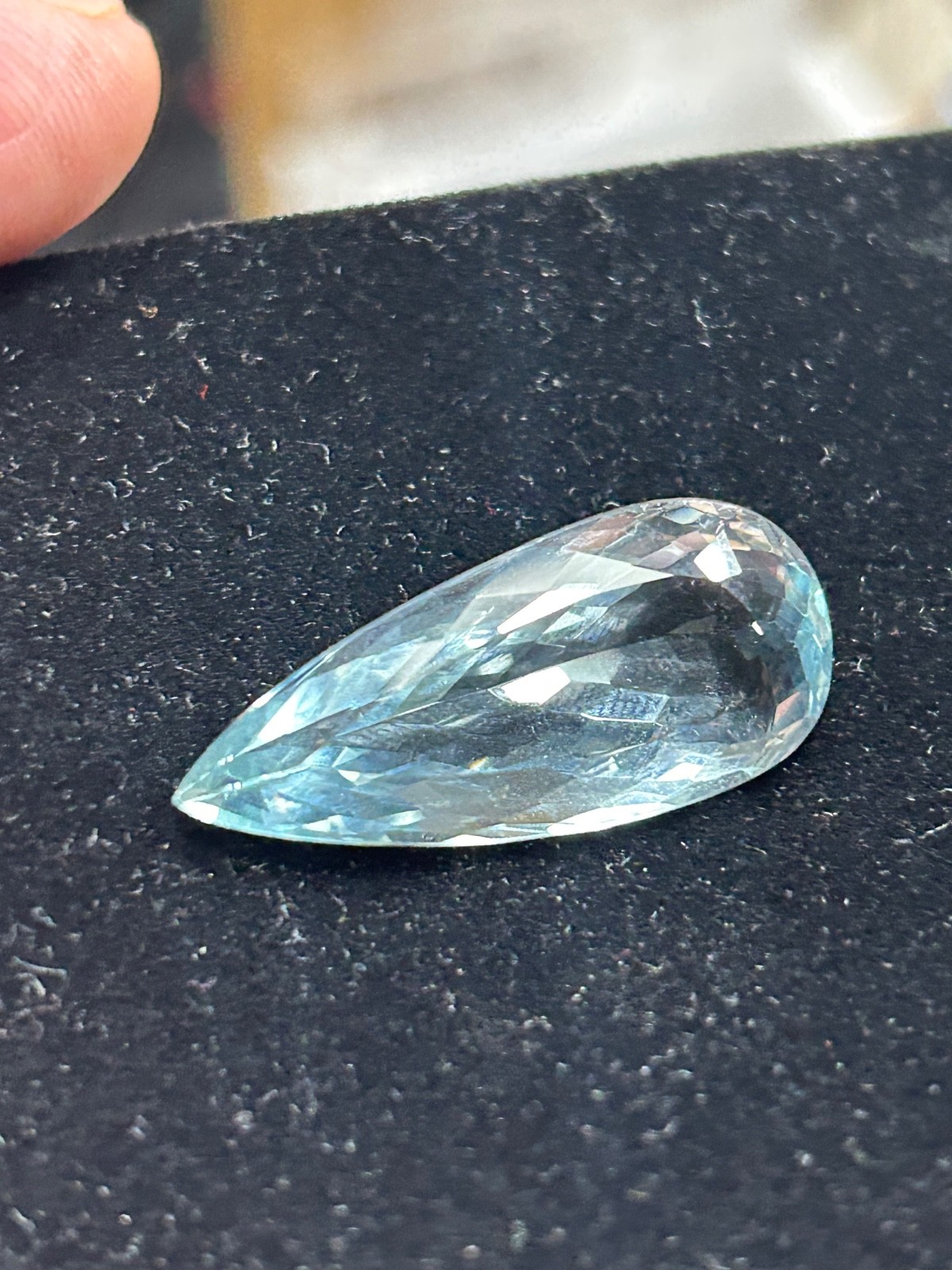 Very Light BLUE TOPAZ 23 CT Faceted Pear /Tear Drop Natural Gemstone 33 x 14 mm