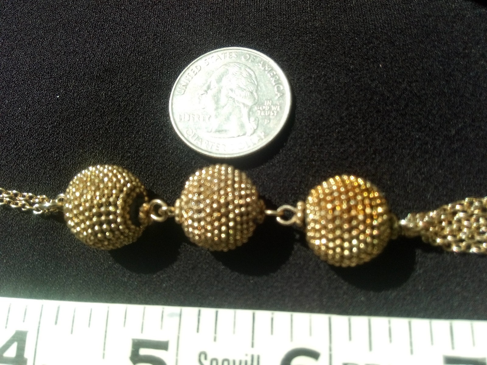 29″ Plus 2″ Ext. Gold Tone Neckl, 3, 1/2″ Decorative Balls & Tassel