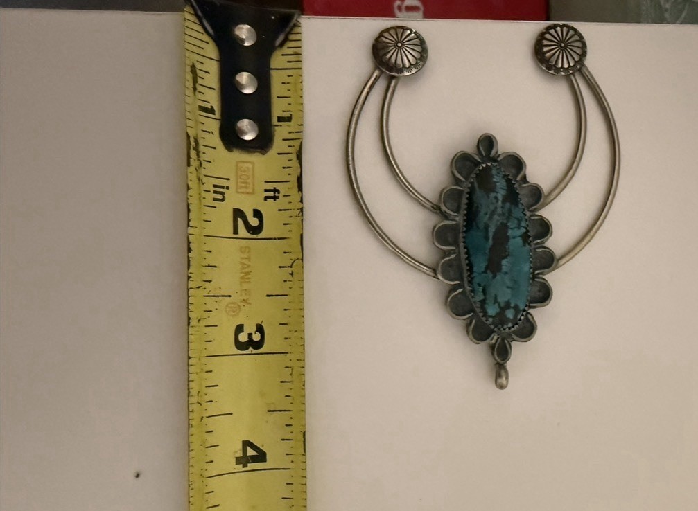 Vintage Native American Sterling Silver Turquoise Naja Pendant Southwestern 24.7