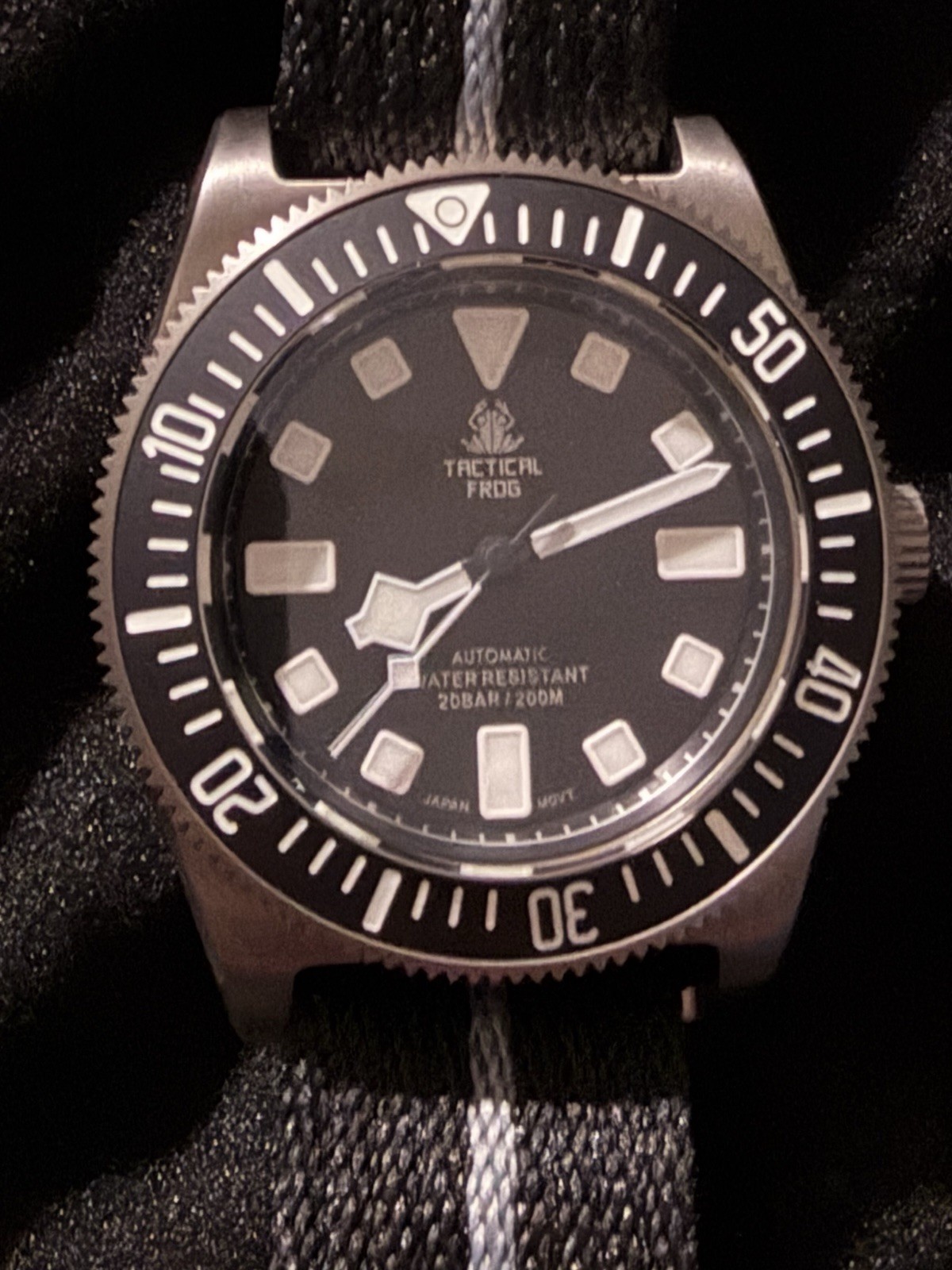 Tactical Frog Titanium NH35A Mechanical Watch Black Bezel Black Dial Fixed Lugs