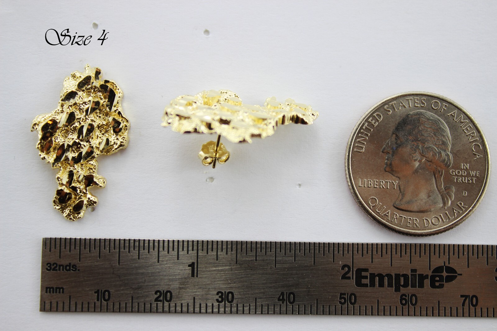 Authentic 10k Solid Yellow Gold Nugget Stud Earrings Men Women Unisex
