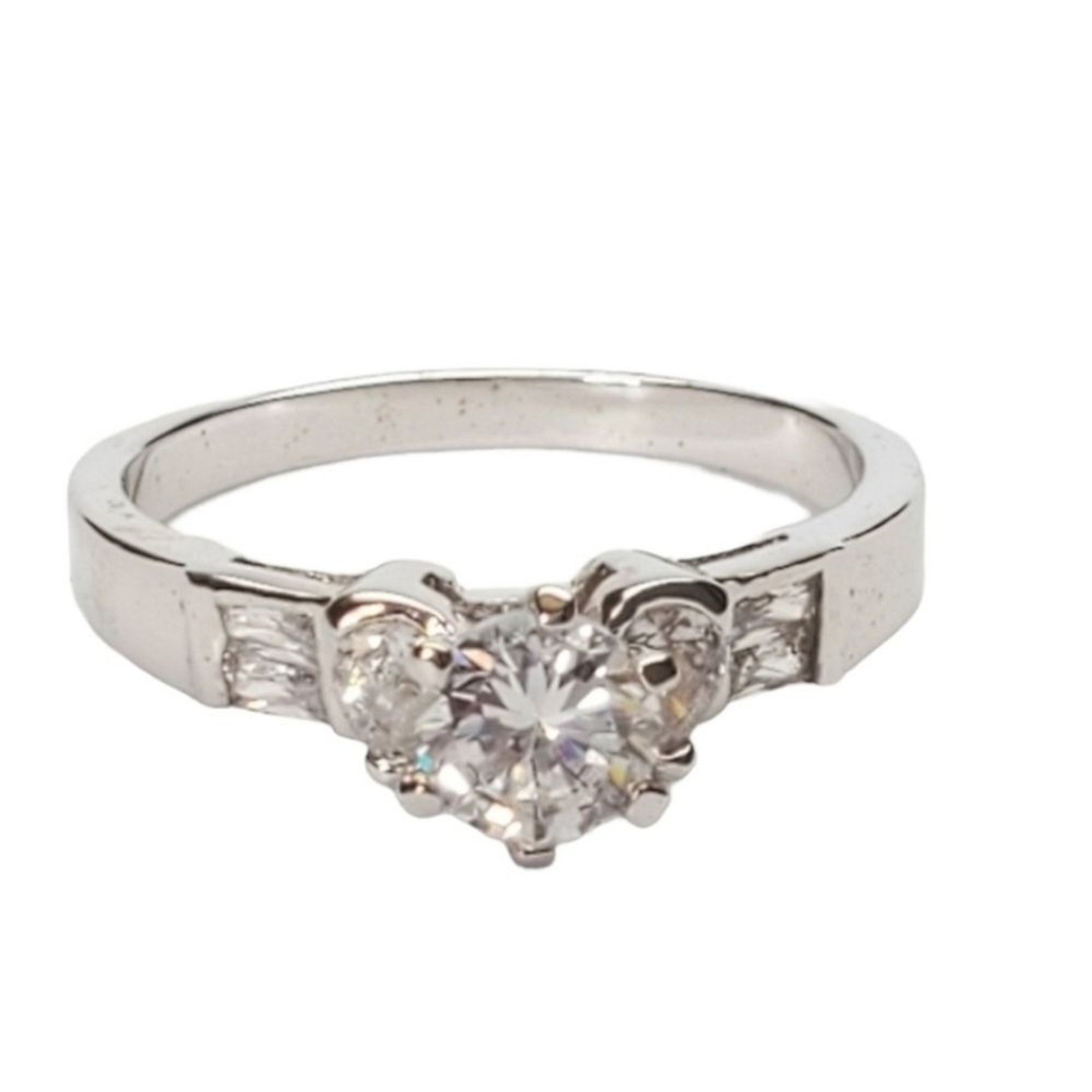 Silver Plated Solitaire with accents Size 10 promise Ring Cubic Zirconia *