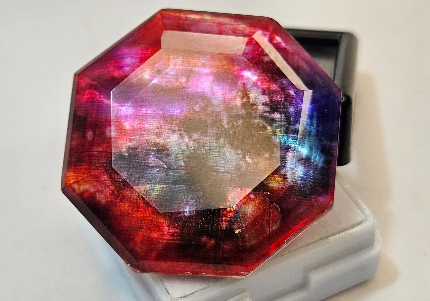 Opal-like Organic Doublet Opal HUGE Ammolite Hexagon Cut 65 Ct Gemstone