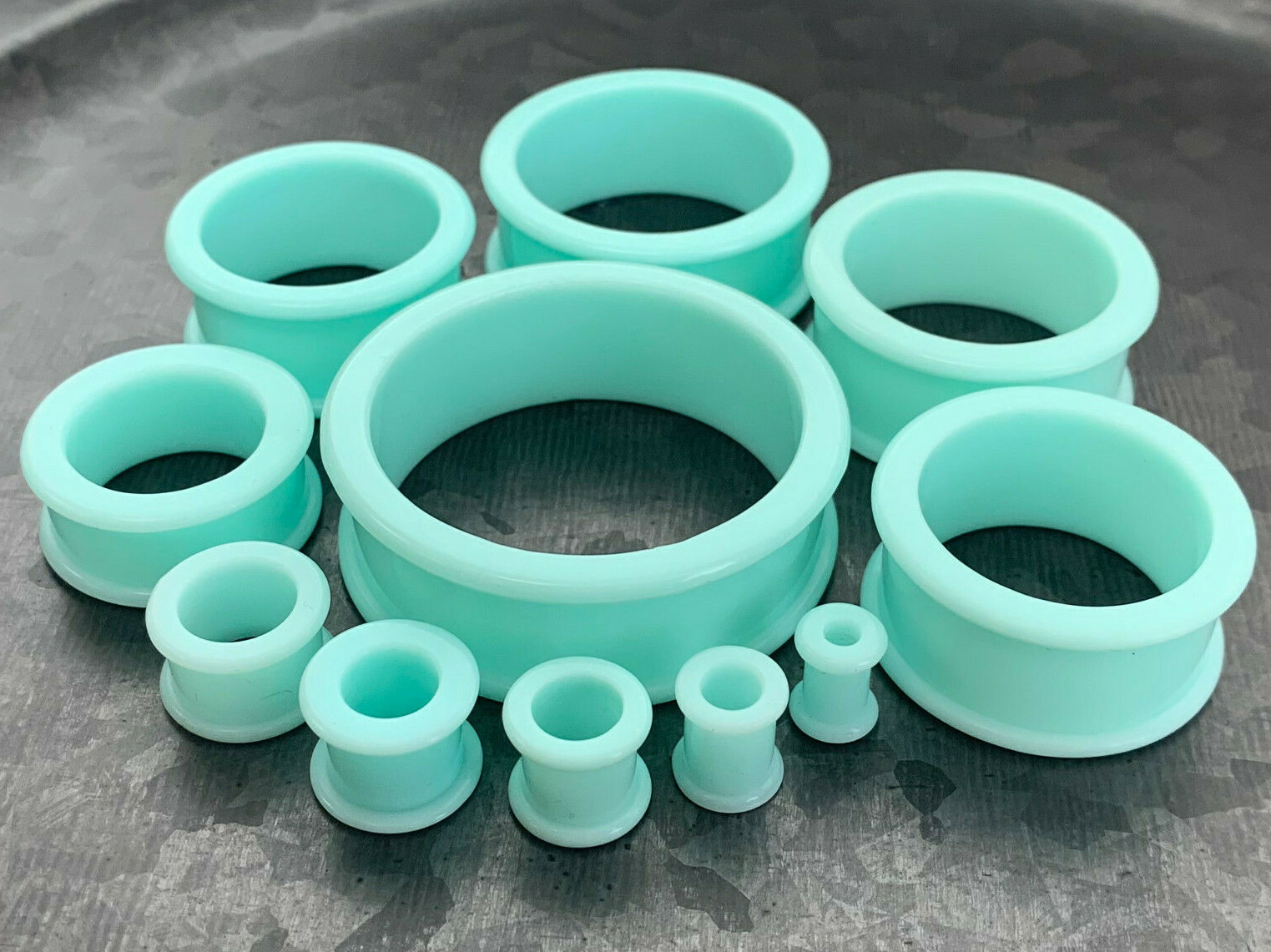 PAIR Teal Solid Silicone Tunnels Double Flare Plugs Earlets Gauges up to 2 inch!