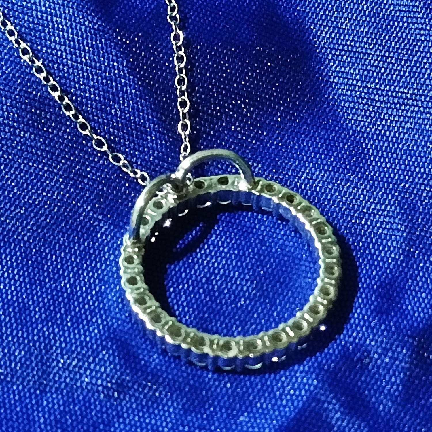 2.0Ct Simulate Diamond Round Circle Pendant Necklaces in 14k White Gold Plated