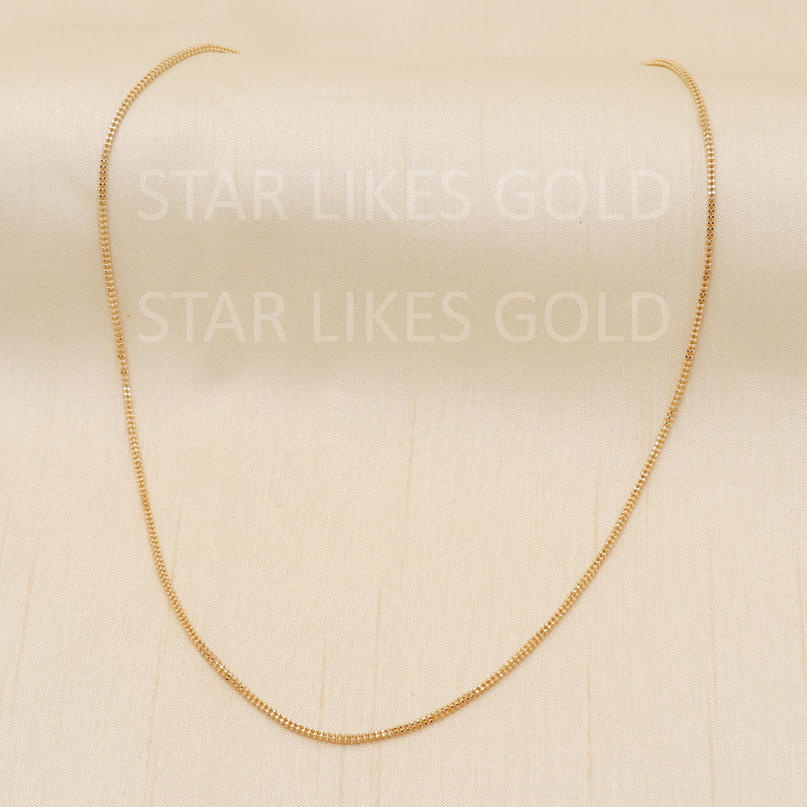18K Yellow Gold Popcorn Chain Necklace 17.75″ 4.4g 1mm Diamond Cut Mesh Link 750