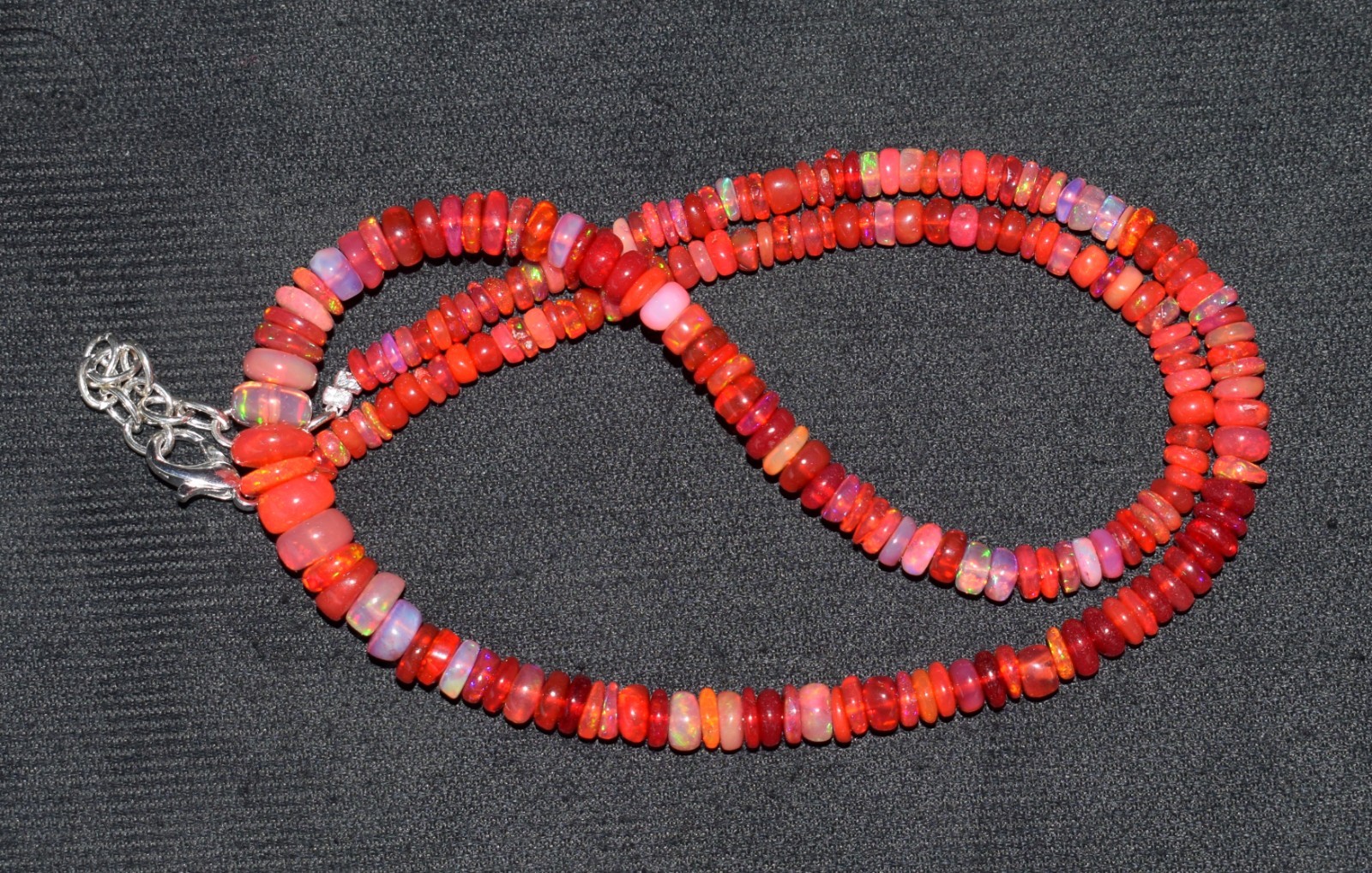 16″Natural Ethiopian Opal Welo Fire Opal Gemstone Bead Necklace AF541