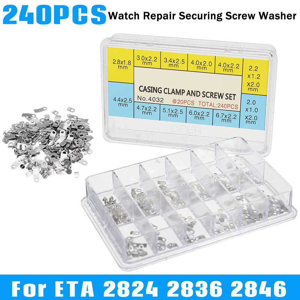 240Pcs Watch Casing Clamp Movement Adapter Securing Screw Washer Repair For ETA