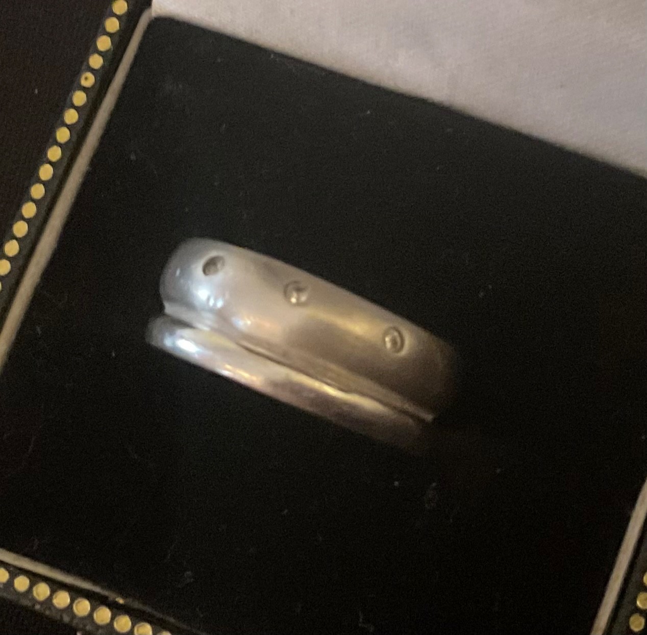 Smooth Shiny & Brushed Ring Sterling Silver CZ Band SZ 5.5 Rare Design Signed
