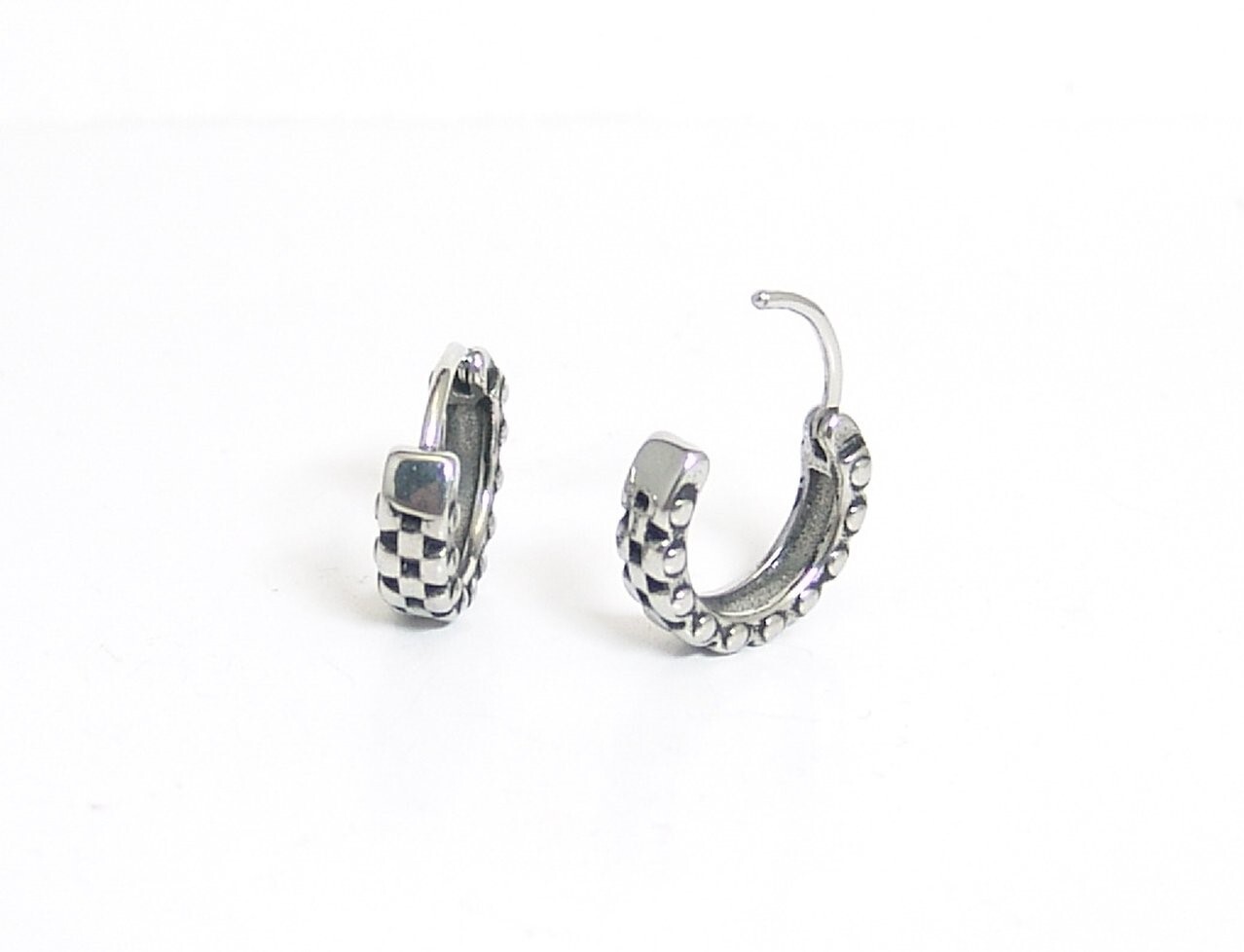Bike Chain Hoop Earrings Hinged Stainless Surgical Steel Hypoallergenic