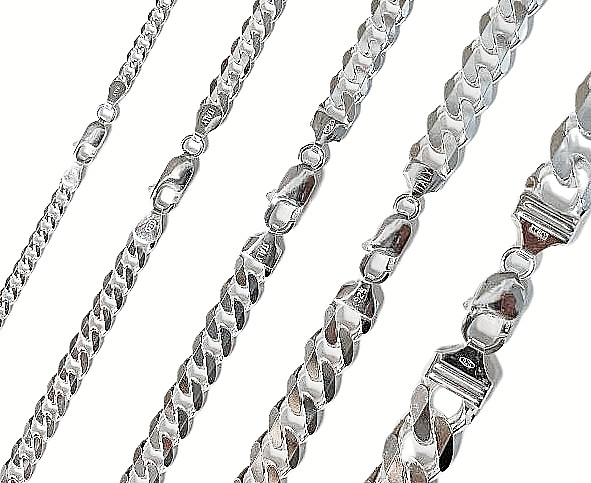 CURB CUBAN 925 SOLID STERLING SILVER MENS BOYS BRACELET CHAIN ITALY Up To 206gms
