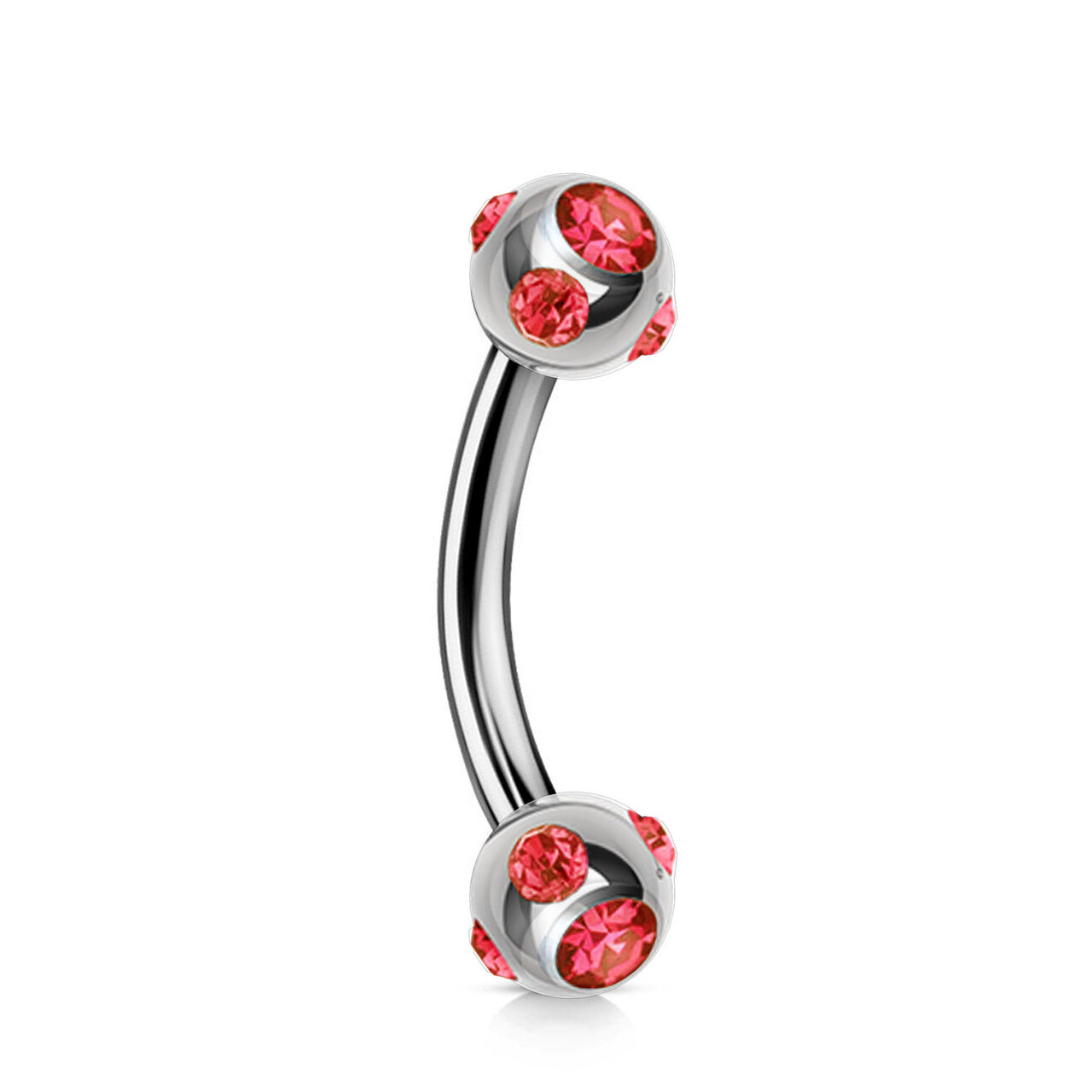 Multi Stone Set Curved Barbell 16g 1.2mm Piercing for Cartilage eyebrow piercing