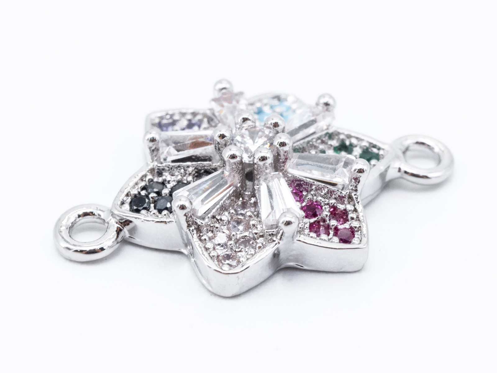 Mixed Color CZ Micro Pave Starfish Flower Charm Connector, Cubic Zirconia Space