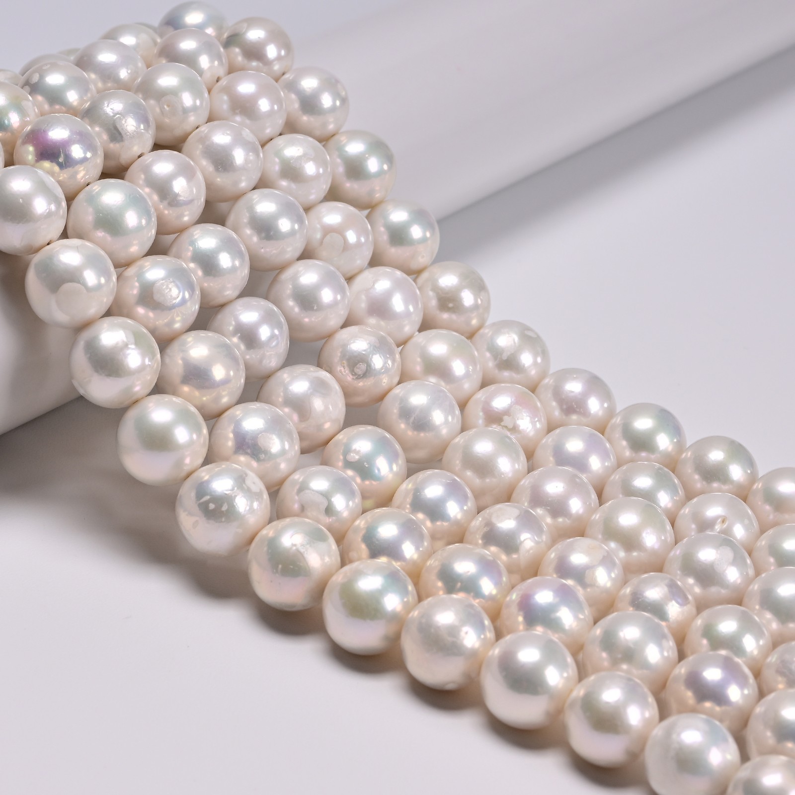 White Fresh Water Pearl Off Round Shape Beads 9-10mm 11-12mm 12-14mm 15.5” Strd