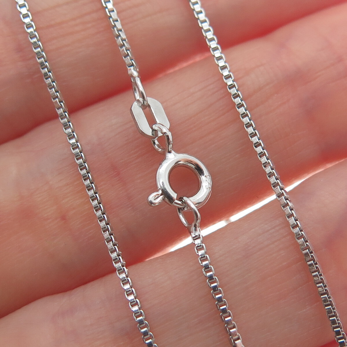 925 Sterling Silver Italy Box Chain Necklace 20″