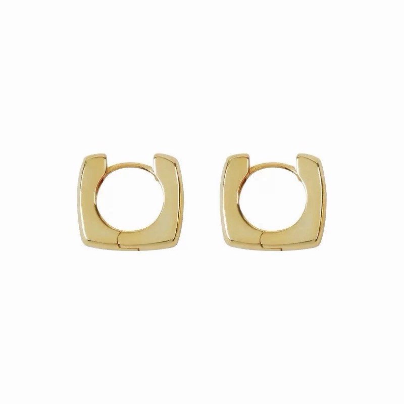925 Sterling Silver Square Huggie Hoop Earrings Minimalist Small Hoops 472