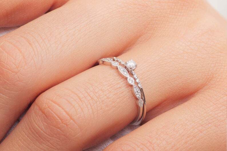 Petite Solitaire with Accents Ring 1ct Lab-Created Diamond Yellow Gold Plated