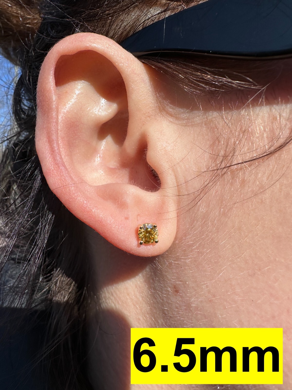 Canary Yellow Moissanite Screwback Stud Earrings 14k Gold Plate 925 Silver 3-8mm
