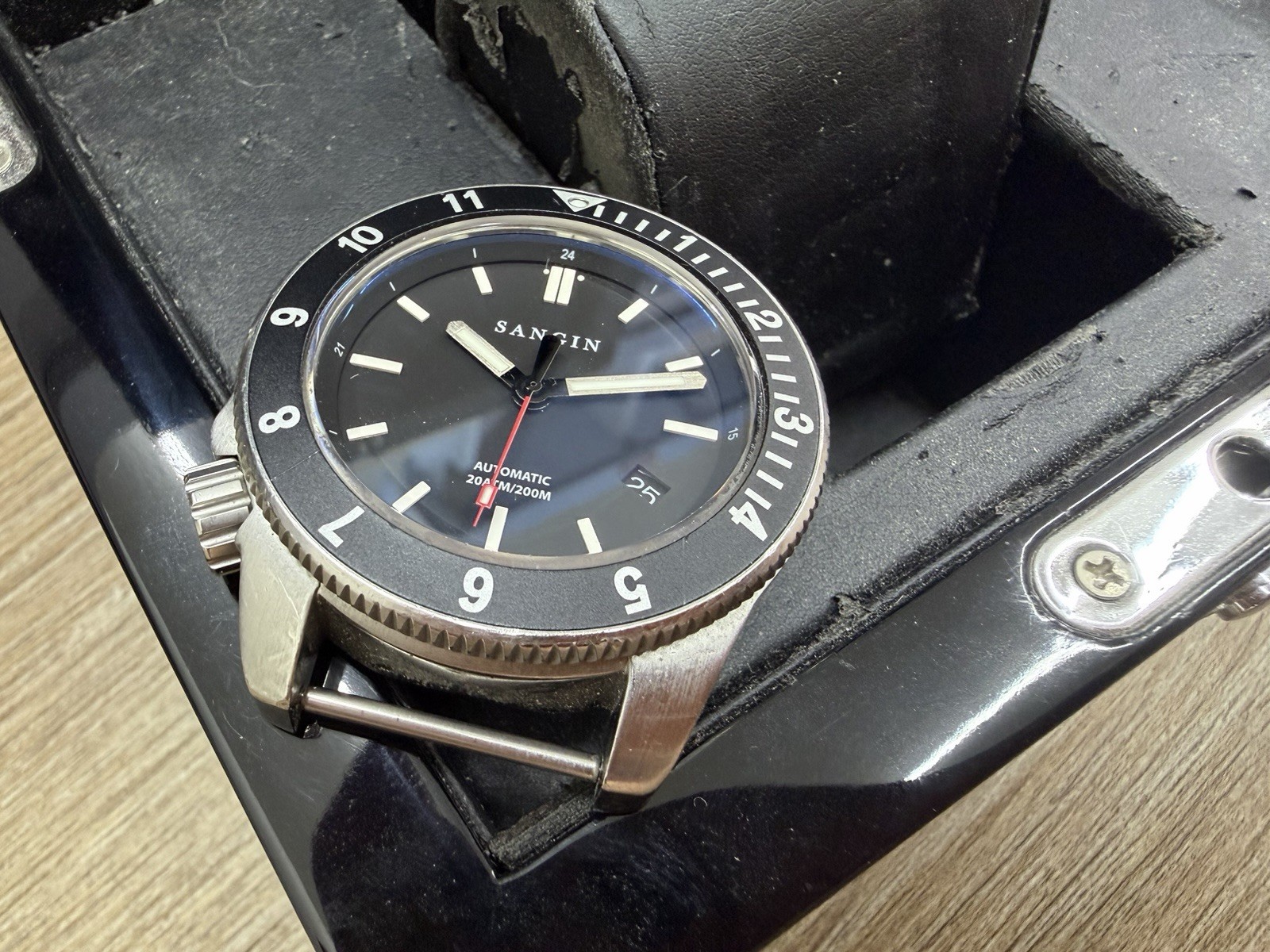 Sangin Instruments Atlas Automatic Watch BRUSHED Stainless Steel 20 ATM