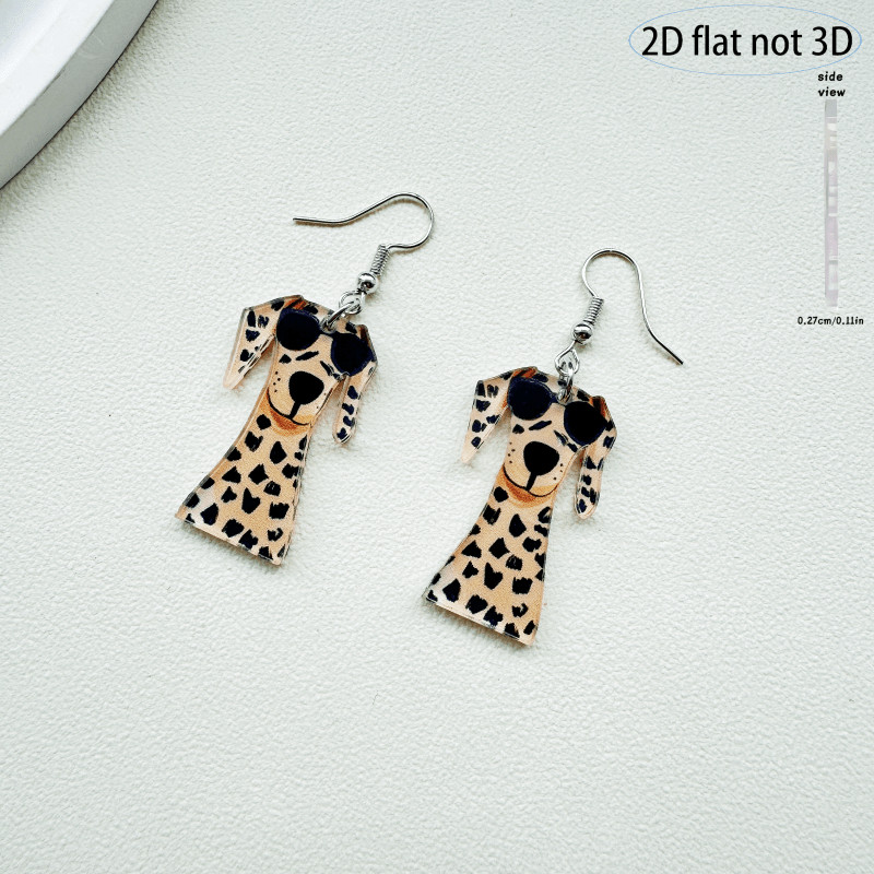 2D Flat – 9 Pairs of Cute Cartoon Colorful Acrylic Dog Pendant Earrings