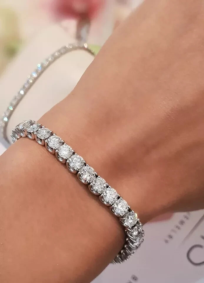 12Ct Lab Created Round 4mm Diamond Tennis 7.5″ Bracelet 14K White Gold Plated