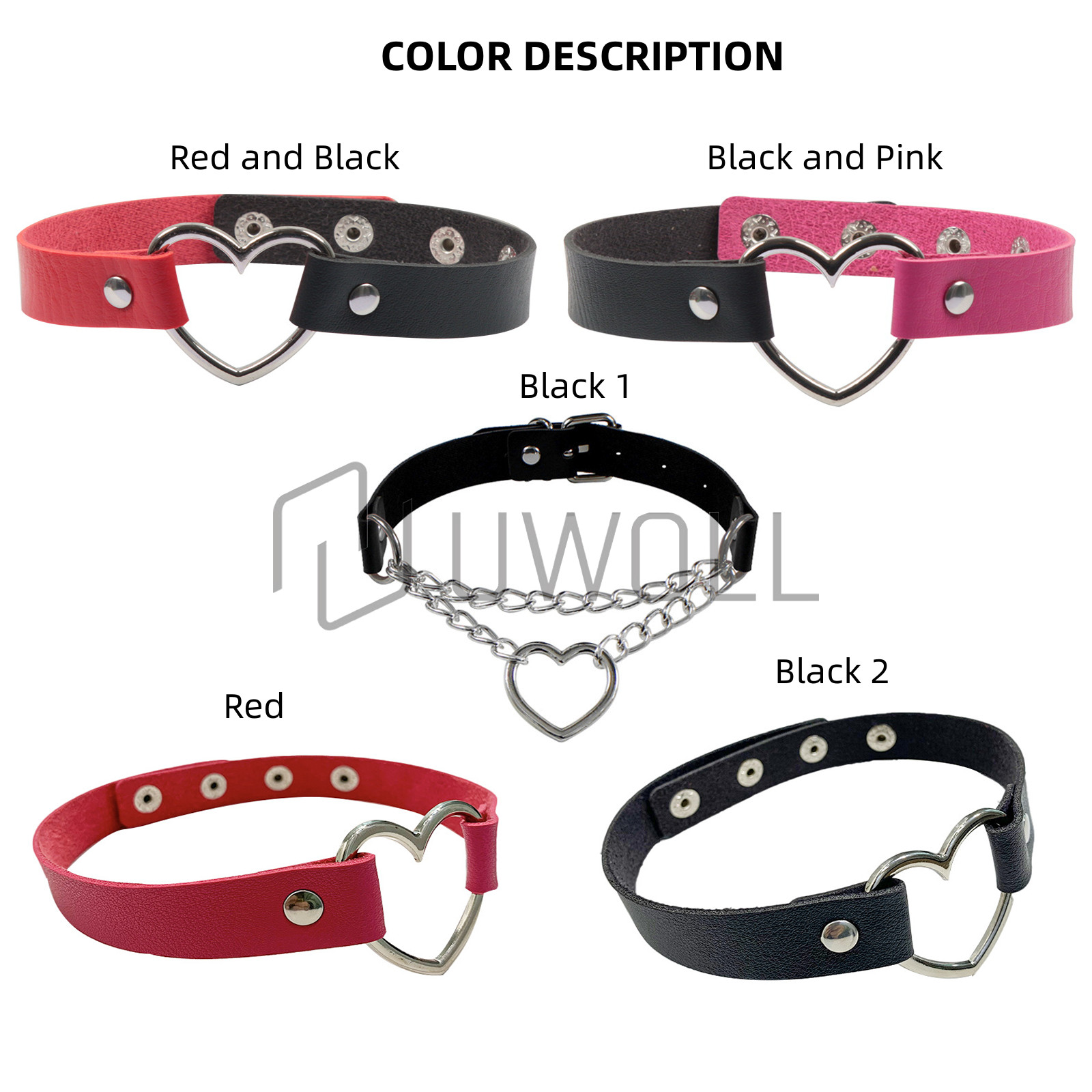 Leather Choker Necklace Adjustable Heart Chain Neck Collar Gothic Punk Gift