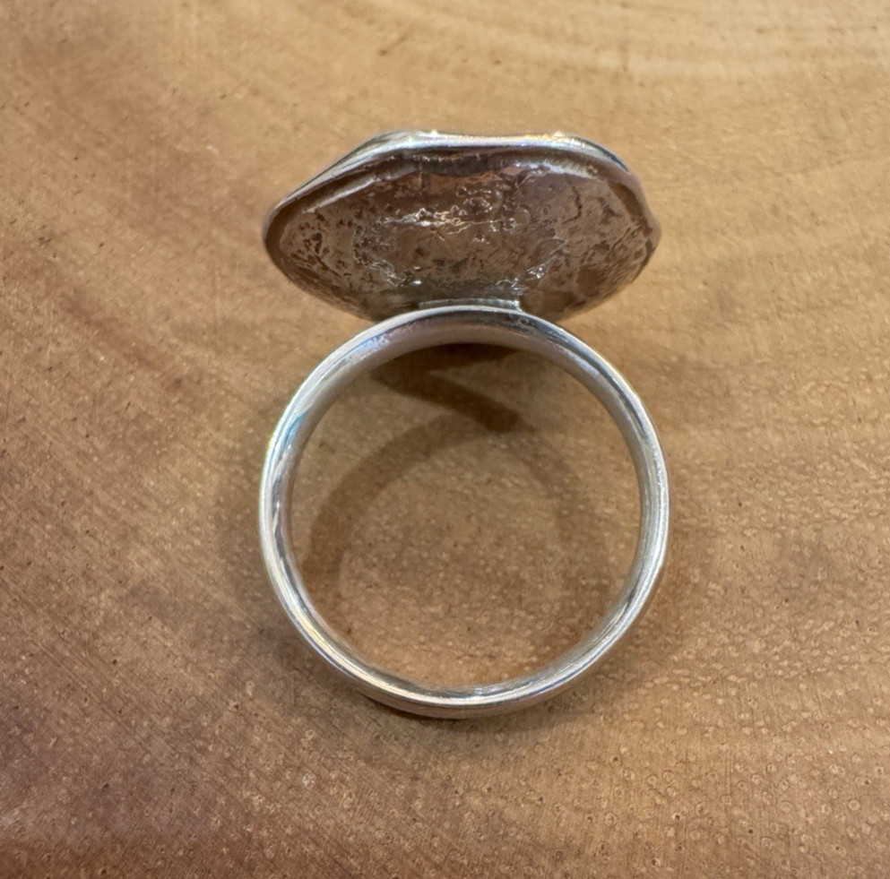 Shelia Fleet ~ Lunar Ring in Lunar Blue Enamel Sterling Sliver ~ Size 6.5