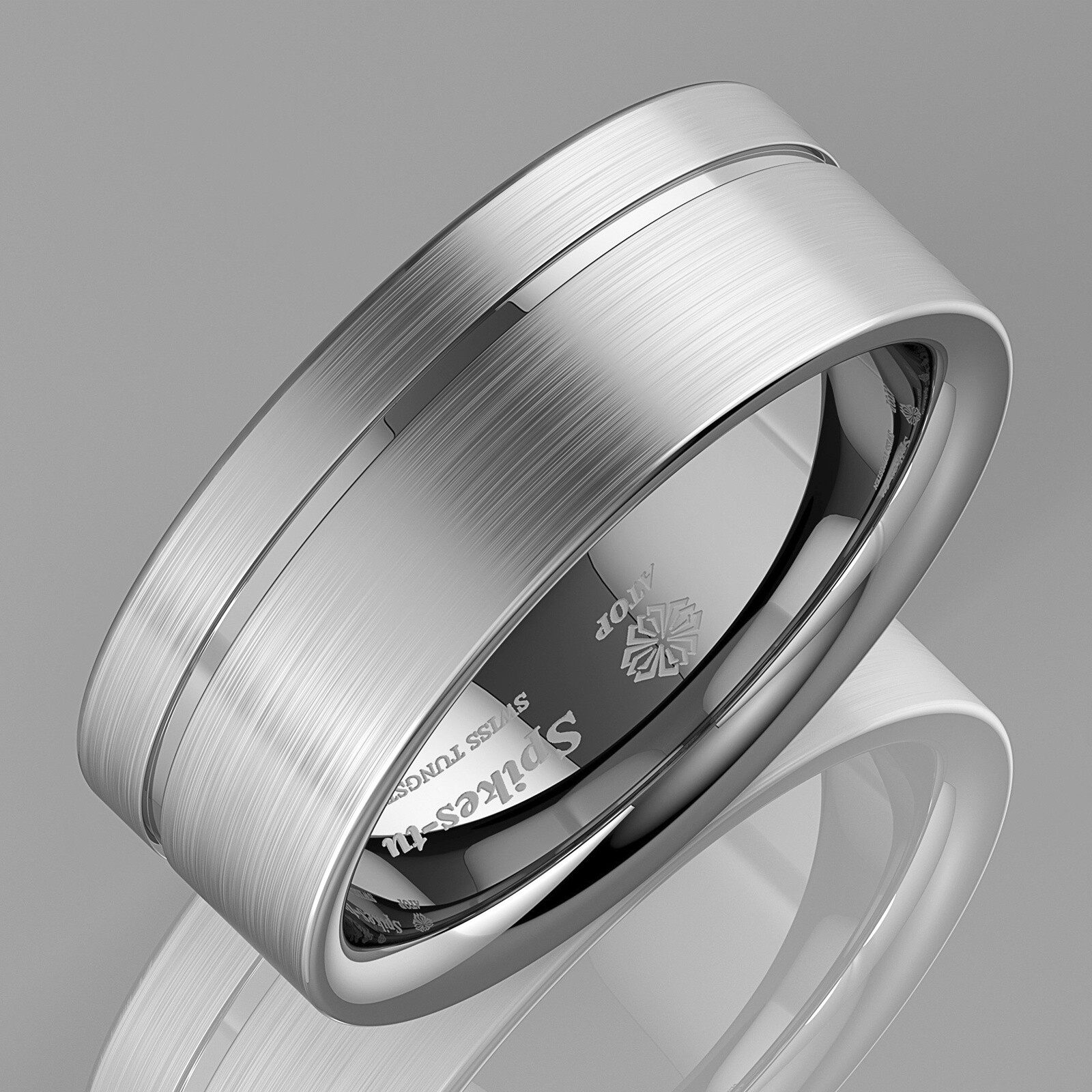Titanium Color Brushed Tungsten Carbide Ring Stripe Bridal Band ATOP Men Jewelry